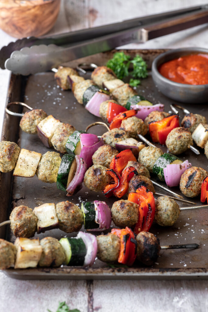 Grilled Italian Meatball Kebabs