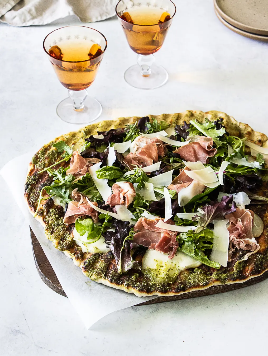 Grilled Pesto Prosciutto Pizza - Armanino Retail