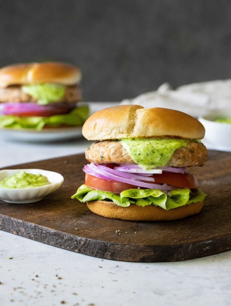 Grilled Pesto Salmon Burgers