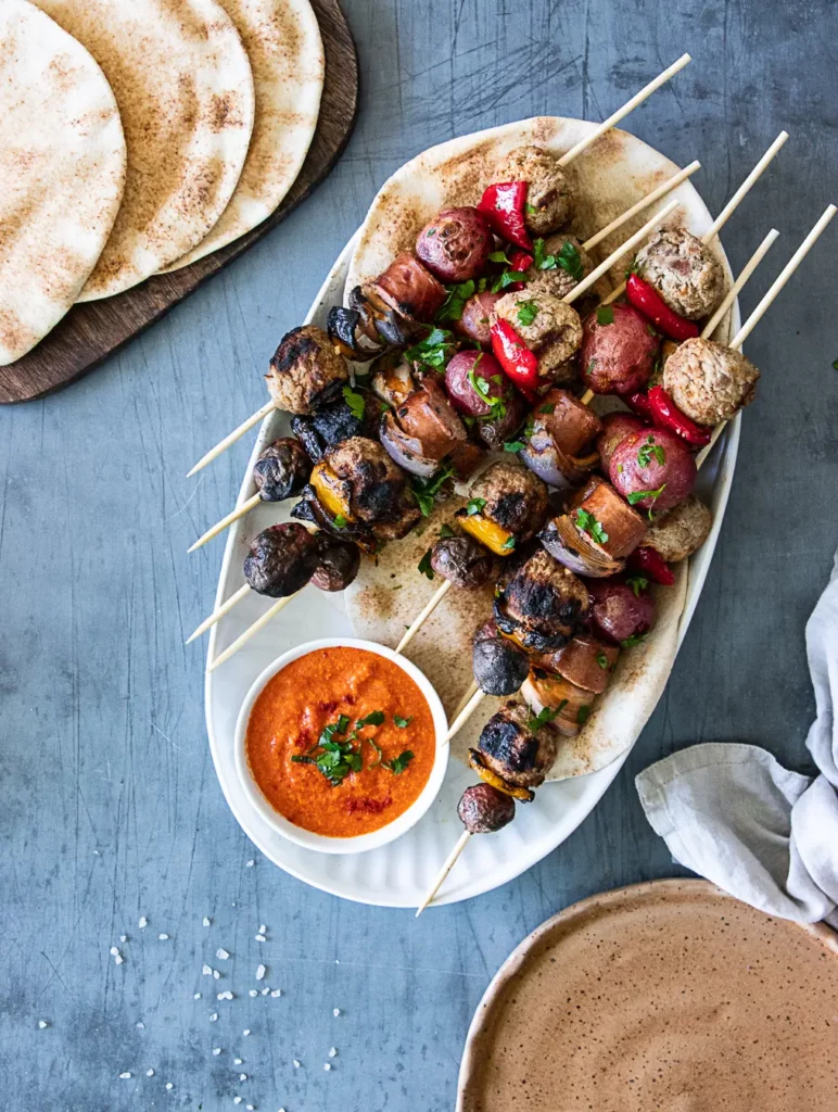 Meatball and Kielbasa Skewers