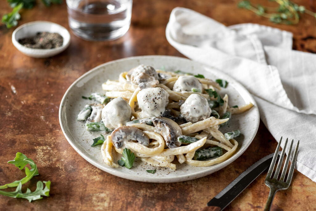 Turkey Meatballs in Mushroom Cream Sauce